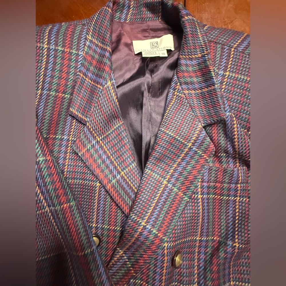Plaid Double-Breasted Blazer - Picture 3 of 7